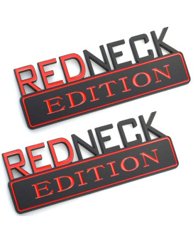 2pcs REDNECK EDITION CAR EMBLEM Chrome Badge 3D Sticker Decal Compatible with F-150 F250 F350 Silverado RAM 1500 (Red/black)