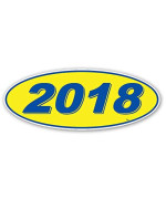 Oval Model Year Window Stickers (Blue Numbers on Yellow) (12 Per Pack) (2018)