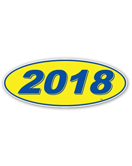 Oval Model Year Window Stickers (Blue Numbers on Yellow) (12 Per Pack) (2018)