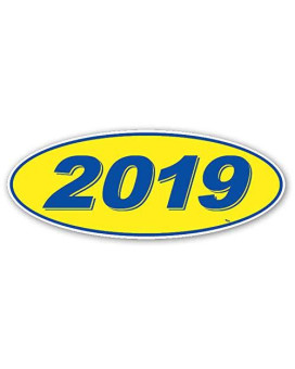 Oval Model Year Window Stickers (Blue Numbers on Yellow) (12 Per Pack) (2019)