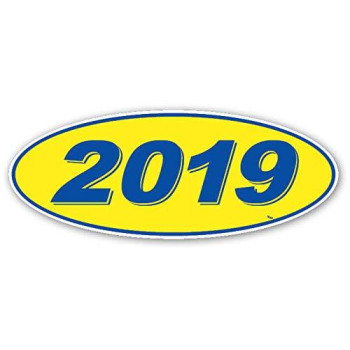 Oval Model Year Window Stickers (Blue Numbers on Yellow) (12 Per Pack) (2019)