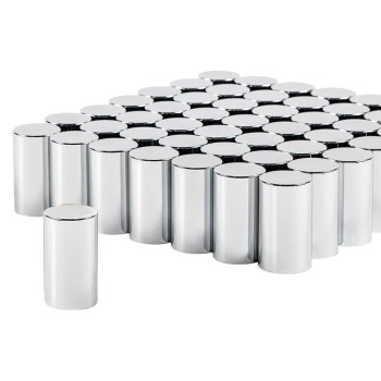 United Pacific 10013Cb - Wheel Lug Nut Cover Set - 33Mm X 3-1/2 Chrome Plastic Cylinder Nut Cover - Thread-On (60 Pack