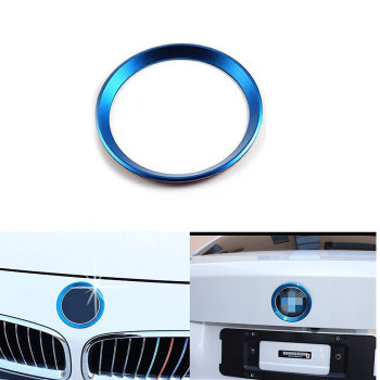 Xotic Tech 1pc Front Hood Rear Trunk Emblem Logo Surrounding Ring Decoration Cover Trim Compatible with BMW 1 3 5 6 7 Z X Series M3 M4 E36 E46 E90 (Blue) - 82mm/ 3.2