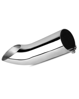 AUTOSAVER88 3 Inch Turn Down Exhaust Tip, 3 Inlet 3 Outlet 12 Overall Length Chrome-Plated Stainless Steel Diesel Exhaust Tail Tip, Fits 3-inch Outside Diameter Tailpipe, Turndown Design, Bolt On