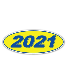 Oval Model Year Window Stickers - 2021 - Blue and Yellow (12 Per Pack)