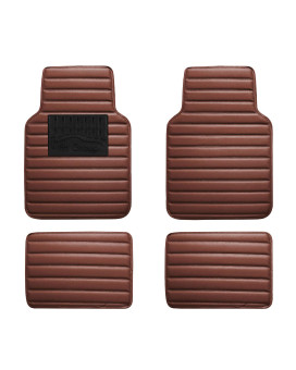 FH Group Floor Mats - Faux Leather Floor Mats for Cars, Universal Fit Automotive Floor Mats, All Purpose Car Floor Mats, PU Leather Protector Mat for Most Sedan, SUV, Truck Floor Mats Brown