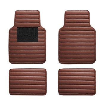 FH Group Floor Mats - Faux Leather Floor Mats for Cars, Universal Fit Automotive Floor Mats, All Purpose Car Floor Mats, PU Leather Protector Mat for Most Sedan, SUV, Truck Floor Mats Brown