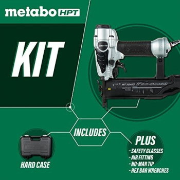 Metabo HPT Brad Nailer Kit | Pro Preferred Brand of Pneumatic Nailers | 18 Gauge | Accepts 5/8 to 2-Inch Brad Nails | Ideal for Trim Work, Furniture Building & Other Finish Applications | NT50AE2