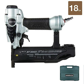 Metabo HPT Brad Nailer Kit | Pro Preferred Brand of Pneumatic Nailers | 18 Gauge | Accepts 5/8 to 2-Inch Brad Nails | Ideal for Trim Work, Furniture Building & Other Finish Applications | NT50AE2