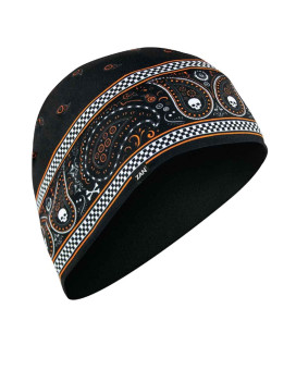 Zanheadgear Helmet Liner/Beanie SportFlex Series Black & Orange Classic Bandana