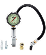 JOES RACING PRODUCTS 32484 Tire Inflator and Gauge, Quick Fill, 0-60 psi, Analog, Glow in The Dark, 2-1/2 in Diameter, White Face, Fittings Included, Each