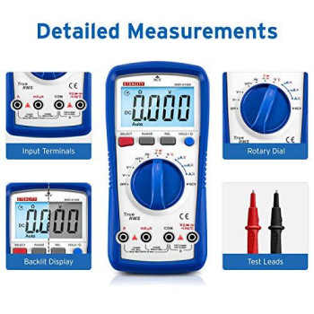 Etekcity Professional Digital Multimeter Voltmeter A1000, AC/DC Voltage Tester, TRMS 6000 Counts, Current, Resistance, Frequency, Continuity, Capacitance, Diode, Temperature, NCV