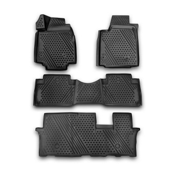 OMAC Car Floor Mats for Honda Pilot 2009 to 2015, All Weather, 3D Floor Liner, Waterproof, Custom Fit, 4 Pieces, Black