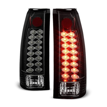 ACANII - For 1988-1998 Chevy Silverado GMC Sierra Suburban Tahoe Black LED Tail Lights Brake Lamps Pair Set Left+Right