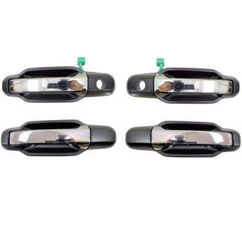 PT Auto Warehouse KI-3550MP-QP - Exterior Outer Outside Door Handle, Chrome Lever with Black Housing - Front/Rear Left/Right, Set of 4