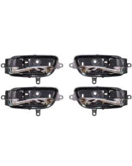 PT Auto Warehouse NI-2530MA-QP - Interior Inner Inside Door Handle, Chrome Lever with Black Knob/Housing - Front/Rear Left/Right, Set of 4