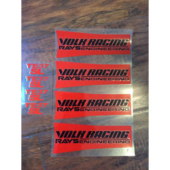 Montree Shop JDM Reflective Rays Volk Racing TE37SL Wheel Sticker Decal red Black letterDrift