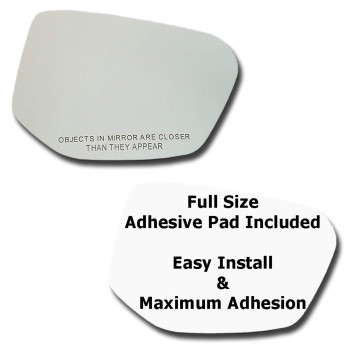 Mirror Glass + Full Size Adhesive Pad for 2016-2021 Honda Civic Passenger Side Replacement (2016 2017 2018 2019 2020 2021 16 17 18 19 20 21)