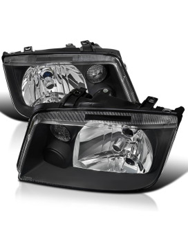 Spec-D Tuning Black Headlights w/o Built-in Fog Lights Compatible with Volkswagen Jetta Bora Mk4 1999-2005 L+R Pair Head Light Lamp Assembly