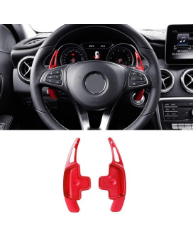 Partol Paddle Shifter Extensions For Mercedes Benz, Aluminum Metal Car Steering Wheel Shift Blades Fit Benz A B C CLA CLS E G GL GLA GLC GLE GLS Metris S SL SLC Class (Red)