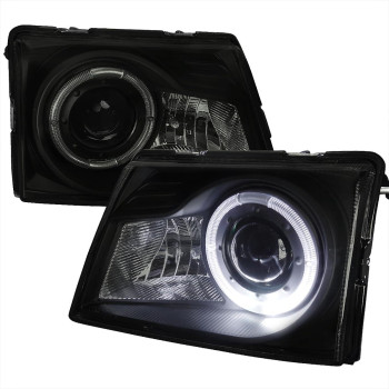 SPEC-D TUNING Black Smoke Projector Headlights Head Lamps w/Halo Rim Compatible with 1998-2000 Ford Ranger Left + Right Pair Headlamps Assembly