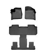 SMARTLINER Custom Fit Floor Mats 3 Row Liner Set Black Compatible with 2018-2023 Chevrolet Traverse with 2nd Row Bucket Seats