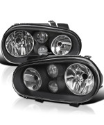 Spec-D Tuning Black Headlights w/Built-in Fog Lamps Compatible with 1999-2006 Volkswagen VW Golf MK4 GTI, 2004 R32, 99-02 Cabrio, L+R Pair Head Light Lamp Assembly