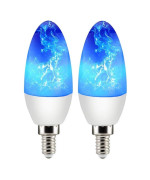 2 Pack E12 Flame Bulb LED Blue Fire Bulbs - Decorative Flickering Bulbs 3 Mode 3W Candelabra Candle Blue Light Bulb for Chandelier Vintage Lighting Halloween Bulbs, Indoor & Outdoor (Torpdeo)