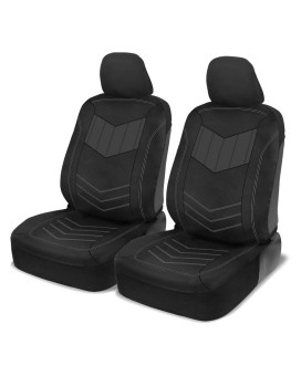 Motor Trend Super Sport Gray Faux Leather Seat Covers, Front Seats - Modern Two-Tone Design, Easy to Install Seat Protectors, Interior Covers for Car Truck Van and SUV