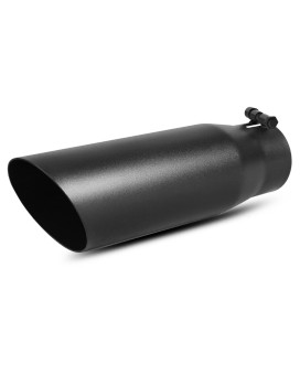 AUTOSAVER88 2.75 Inch Exhaust Tip, 2.75 Inlet 3.5 Outlet 12 Overall Length Stainless Steel Diesel Exhaust Tail Tip for 2 3/4 Inch Tailpipe, Black Powder Coated Finish, Slant Angle Cut, Bolt On