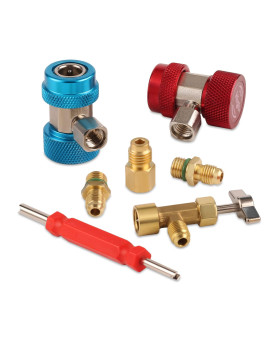 Lichamp A/C R134A Adapters with Puncture 134A Can Tap, AC 134 Quick Coupler Hose Connector Fitting Kit with Tank Adapter and Valve Core Remover, QA02