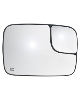 Passenger Side Heated Mirror Glass w/backing plate, Dodge Ram Pick-Up 1500, 2500, 3500, 7 3/16 x 10 1/4 x 11 1/16 (for OE towing Mirror, w/blind spot)