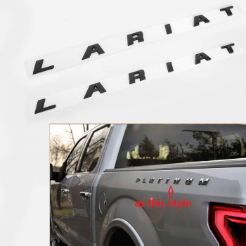 2pcs OEM Black Lariat Side Fender Emblems Letter Lariat Badge 3D Logo Replacement for F150 F250 F350 Lariat