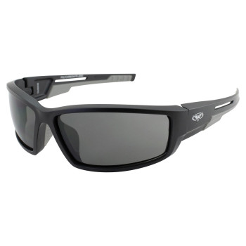 Global Vision Sly 88 Motorcycle Sunglasses Matte Black Frames Smoke Lens with Grey Double Injection Rubber