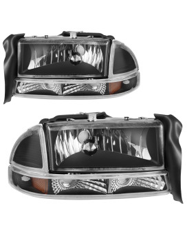 AUTOSAVER88 Headlight Assembly Compatible with 1997-2004 Dodge Dakota 98-03 Dodge Durango Headlamp