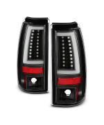 AKKON - Fits 2003-2006 Silverado 1500/1500HD/2500/2500HD 2004-06 3500 2007 Classic C-Tube LED Black Tail Lamp Brake Lights Pair