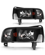 DWVO Headlight Assembly Compatible with 1994-2001 Dodge Ram 1500/94-02 Dodge Ram 2500 3500/95-02 Dodge Ram 4000 Black Housing without DRL