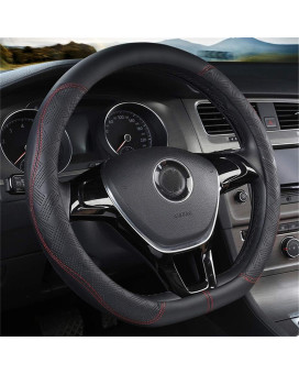 D Shape Steering Wheel Cover,Microfiber Leather D Type Steering Wheel Cover Breathable Anti-Slip Flat Bottom Shaped Steering Wheel Cover Steering Accessories for Women Men 15inch (Black)