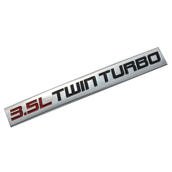 Chrome Finish Metal Emblem 3.5L Twin Turbo Badge (Red & Black Letter) (Red & Black)