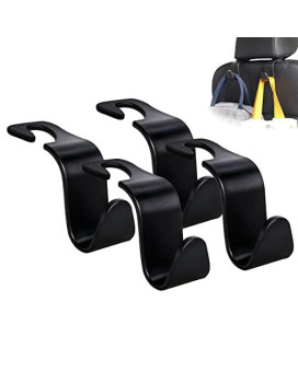 Amooca Car Seat Headrest Hook 4 Pack Hanger Storage Organizer Universal for Handbag Purse Coat fit Universal Vehicle Car Black S Type