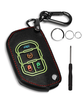 Auovo Key Fob Cover for Wrangler JL 2018 2019 2020 2021 2022 2023 Gladiator JT Keyless Remote Case (4 Buttons)