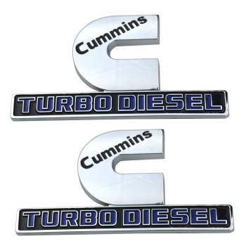 2 Pack Cummins Turbo Diesel Emblems, Badges High Output Nameplate Replacement Sticker for 2500 3500 Fender Emblem(Chrome/Blue)