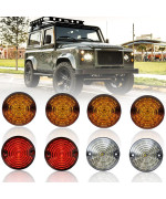 NSLUMO Defender Led Update Light Kit 8pcs 73mm Round Amber Indicatior Front Side Light Rear Tail Light for Land Rover Defender 90/110 with Flasher Colorful Lens Defender Light Assembly