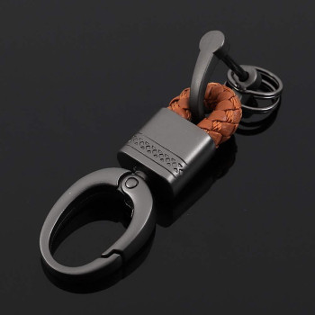 BOLLAER Leather Car Keychain Keyrings for Car/Office/Home Keys, Weave Leather Car Keychain Accessories Key Ring Gift for Man and Women