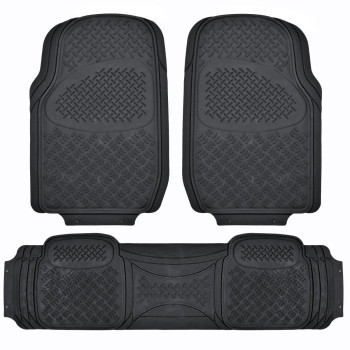 BDK Pro Grid Contour Liners - Heavy Duty Rubber Floor Mats for Car SUV Truck & Van - All Weather Protection (Pro Grid)