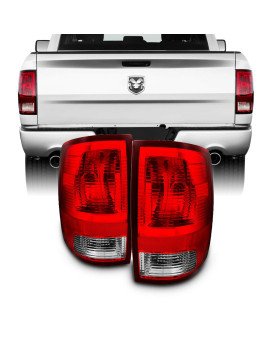 AKKON - For 2009-2018 Ram 1500/2500/3500 DS DJ D2 Red Clear Tail Lights Brake Lamps Driver Left + Passenger Right Side Pair