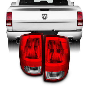 AKKON - For 2009-2018 Ram 1500/2500/3500 DS DJ D2 Red Clear Tail Lights Brake Lamps Driver Left + Passenger Right Side Pair