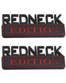 2 PACK REDNECK EDITION EXTERIOR EMBLEM CAR TRUCK BOAT DECAL LOGO REPLACEMENT FOR F-150 F250 F350 SILVERADO RAM 1500 (Black/Red)