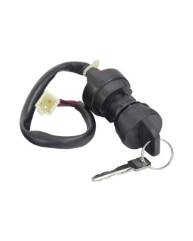 AlveyTech 3 Wire Ignition Key Switch for ATVs & Dirt Bikes (Threaded Shaft Mount)