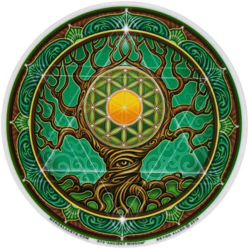 Ancient Wisdom Tree and Flower of Life - Window Sticker / Decal (4.5 X 4.5)